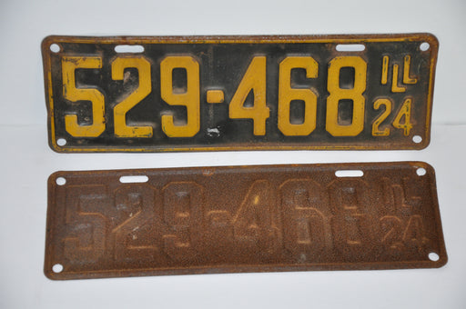 1924 Illinois License Plate Pair #529-468 Passenger Car Original Tag YOM Rat Rod   - TvMovieCards.com