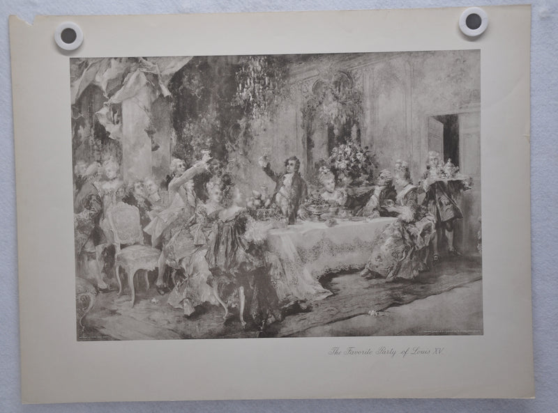Vincente V. de Paredes "Favorite Party of Louis XV at Choisy" Lithograph Print   - TvMovieCards.com