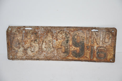 1916 Indiana License Plate #43439 Passenger Car Original Tag YOM Rat Rod   - TvMovieCards.com