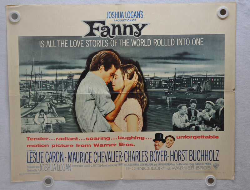 1961 Fanny Original Half Sheet Movie Poster 22x28 Leslie Caron Maurice Chevalier   - TvMovieCards.com