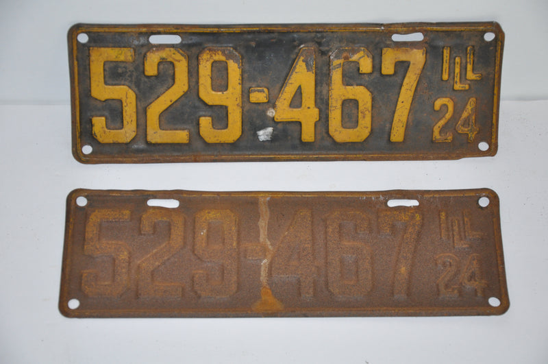1924 Illinois License Plate Pair #529-467 Passenger Car Original Tag YOM Rat Rod   - TvMovieCards.com