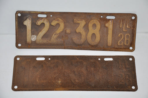 1928 Illinois License Plate Pair #122-381 Passenger Car Original Tag YOM Rat Rod   - TvMovieCards.com