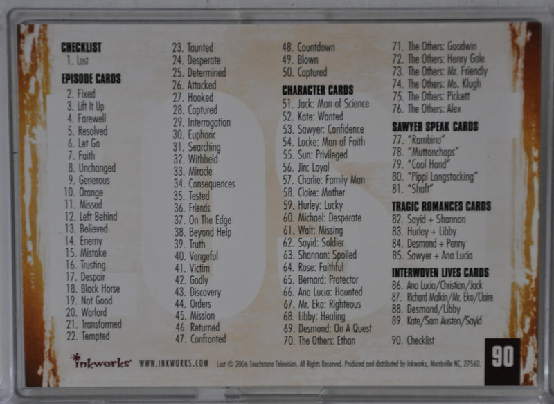 2006 Lost Season Two 2 Inkworks Trading Base Card Set 90 Cards   - TvMovieCards.com