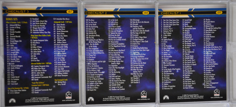 DS9 Complete Star Trek Deep Space Nine Base Card Set 189 Cards 2003 - TvMovieCards.com