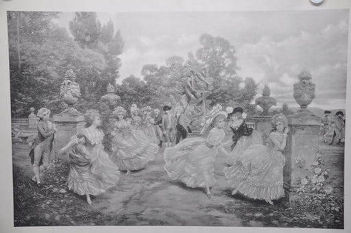 French "Playing Tag in the Garden " Lithograph Art Print 25 x 33   - TvMovieCards.com