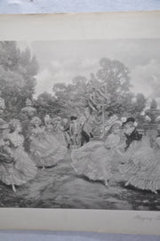French "Playing Tag in the Garden " Lithograph Art Print 25 x 33   - TvMovieCards.com