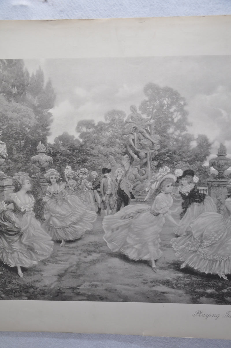 French "Playing Tag in the Garden " Lithograph Art Print 25 x 33   - TvMovieCards.com