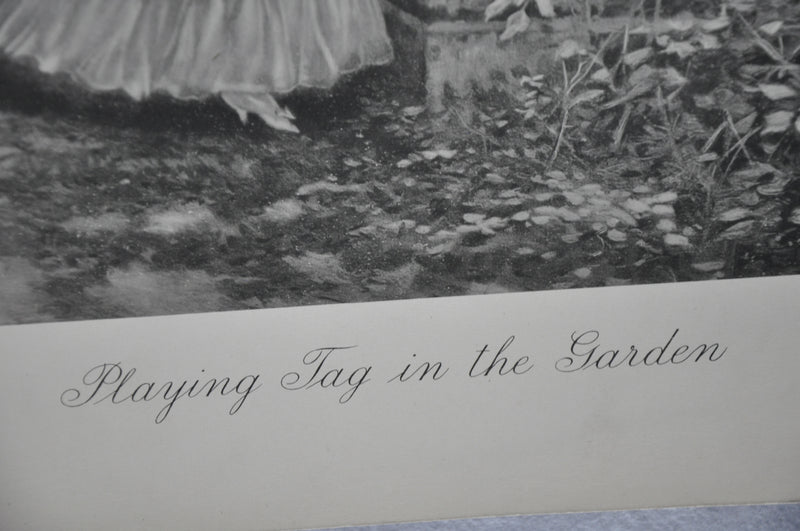 French "Playing Tag in the Garden " Lithograph Art Print 25 x 33   - TvMovieCards.com