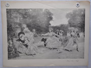 French "Blind Man's Buff " Lithograph Black & White Art Print 25 x 33   - TvMovieCards.com
