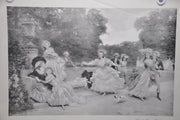 French "Blind Man's Buff " Lithograph Black & White Art Print 25 x 33   - TvMovieCards.com