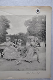French "Blind Man's Buff " Lithograph Black & White Art Print 25 x 33   - TvMovieCards.com
