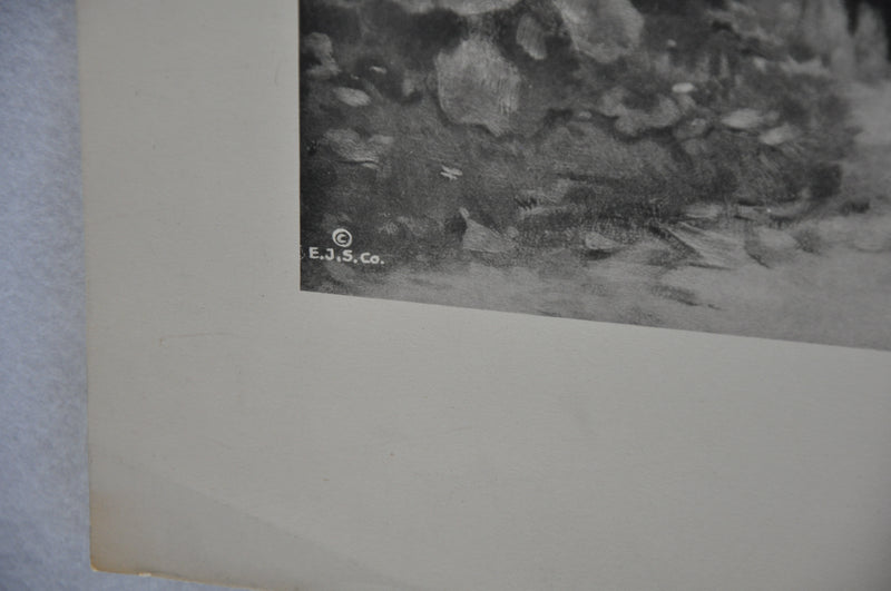 French "Blind Man's Buff " Lithograph Black & White Art Print 25 x 33   - TvMovieCards.com