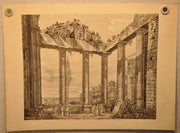 Luigi Rossini "Interno del Promao del Tempio di Ercole in Cora" Etching Print   - TvMovieCards.com
