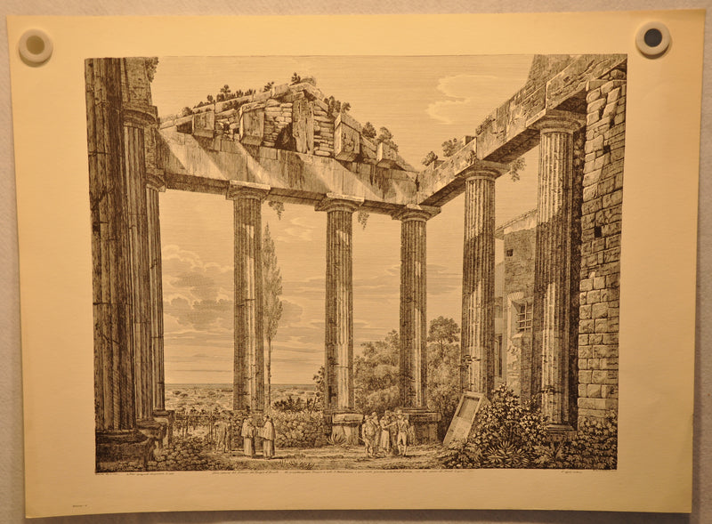 Luigi Rossini "Interno del Promao del Tempio di Ercole in Cora" Etching Print   - TvMovieCards.com