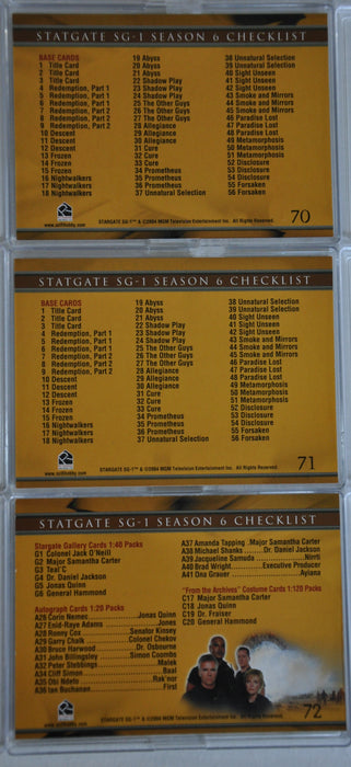 2004 Stargate SG-1: Season 6 Trading Base Card Set 72 Cards   - TvMovieCards.com