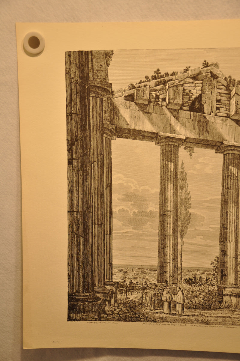 Luigi Rossini "Interno del Promao del Tempio di Ercole in Cora" Etching Print   - TvMovieCards.com