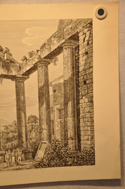 Luigi Rossini "Interno del Promao del Tempio di Ercole in Cora" Etching Print   - TvMovieCards.com