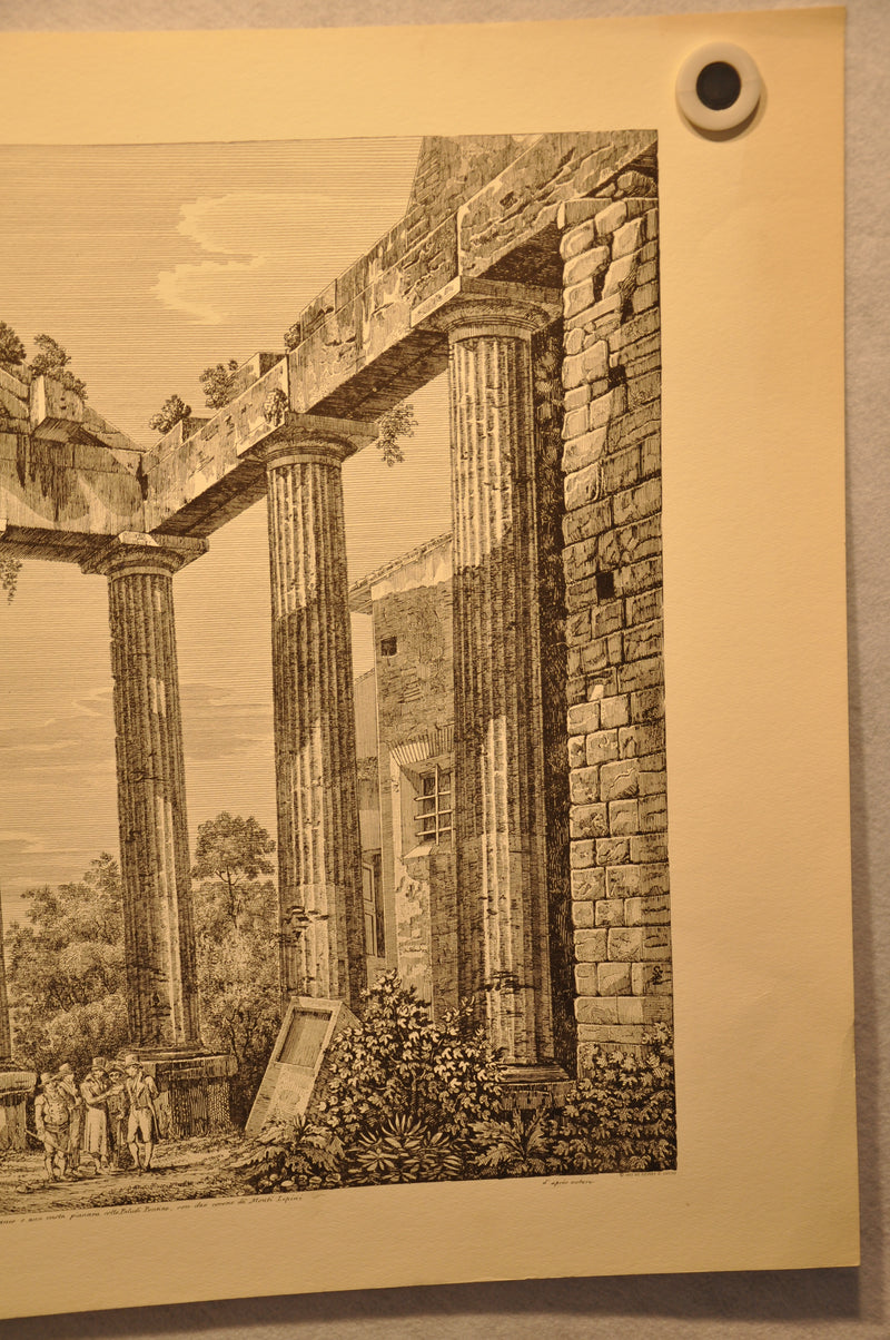 Luigi Rossini "Interno del Promao del Tempio di Ercole in Cora" Etching Print   - TvMovieCards.com