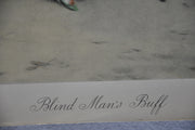 French "Blind Man's Buff " Lithograph Hand Colored Art Print 22 x 31   - TvMovieCards.com
