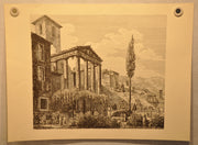 Luigi Rossini "Veduta da Ponente del Tempio di Ercole" Etching Print   - TvMovieCards.com
