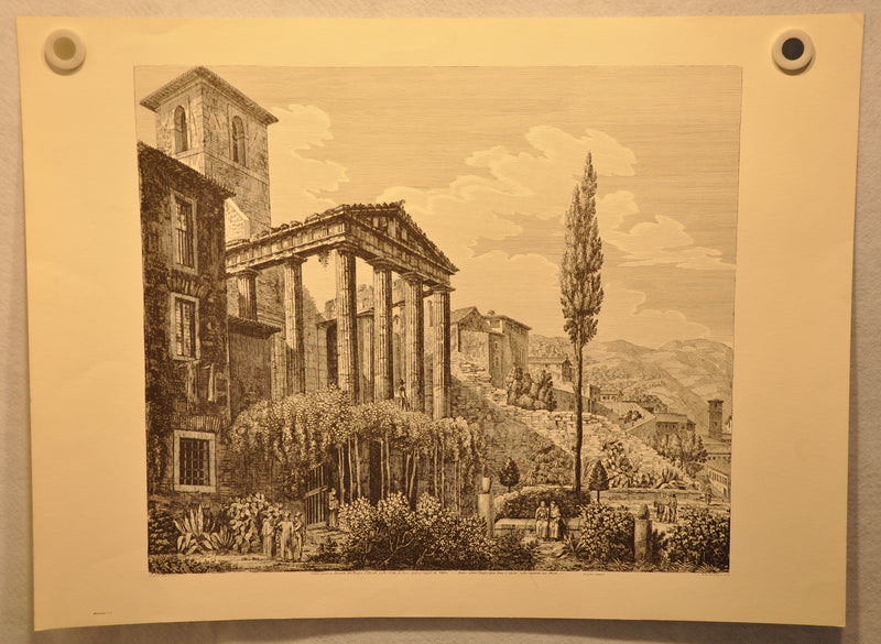 Luigi Rossini "Veduta da Ponente del Tempio di Ercole" Etching Print   - TvMovieCards.com
