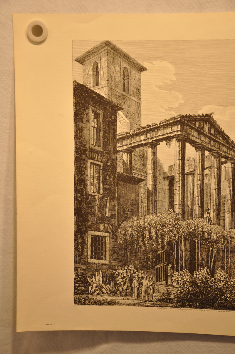 Luigi Rossini "Veduta da Ponente del Tempio di Ercole" Etching Print   - TvMovieCards.com