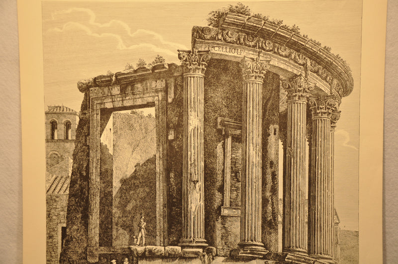 Luigi Rossini "Veduta del Tempio della Sibilla in Tivoli" Etching Print   - TvMovieCards.com