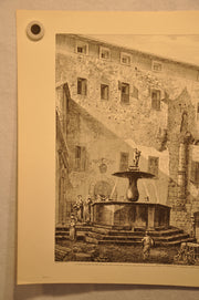 Luigi Rossini "Piazza di Palestrina Tempio della Fortuna Prenestina" Etching Pri   - TvMovieCards.com