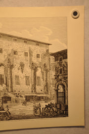 Luigi Rossini "Piazza di Palestrina Tempio della Fortuna Prenestina" Etching Pri   - TvMovieCards.com