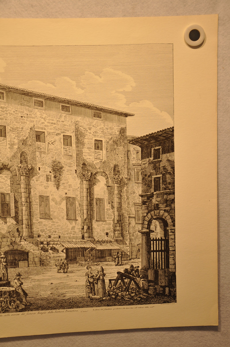 Luigi Rossini "Piazza di Palestrina Tempio della Fortuna Prenestina" Etching Pri   - TvMovieCards.com