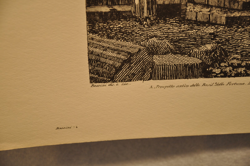 Luigi Rossini "Piazza di Palestrina Tempio della Fortuna Prenestina" Etching Pri   - TvMovieCards.com