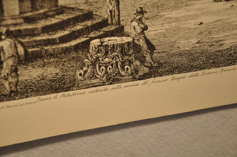 Luigi Rossini "Piazza di Palestrina Tempio della Fortuna Prenestina" Etching Pri   - TvMovieCards.com