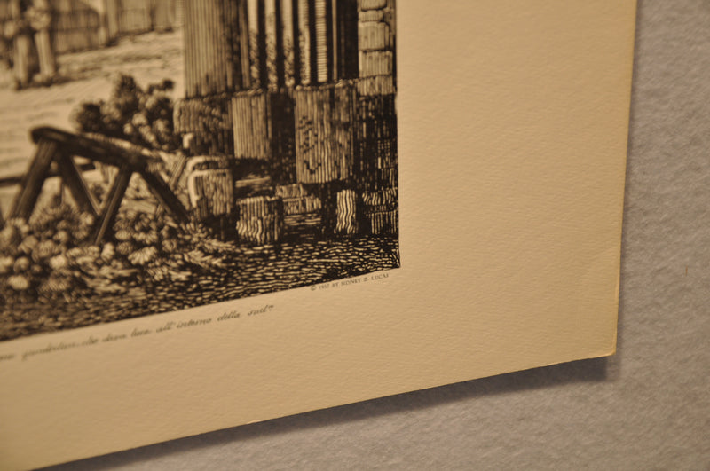 Luigi Rossini "Piazza di Palestrina Tempio della Fortuna Prenestina" Etching Pri   - TvMovieCards.com