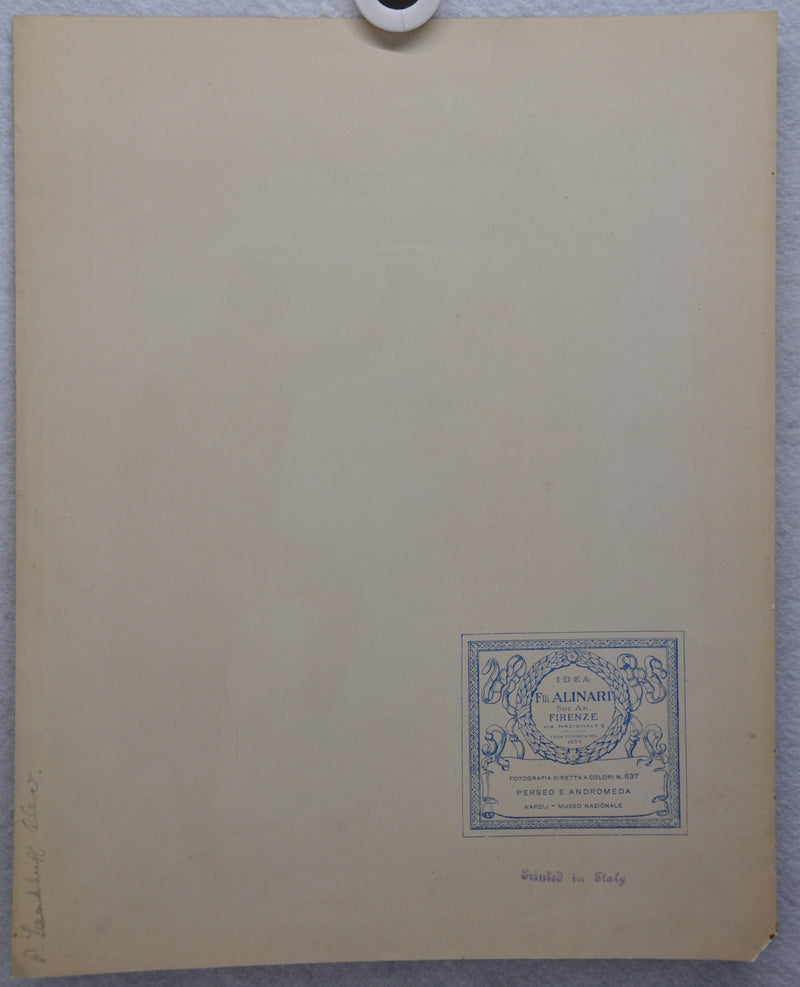 Fratelli Alinari "Perseo E Andromeda" Napoli Meseo Lithograph Art Print   - TvMovieCards.com