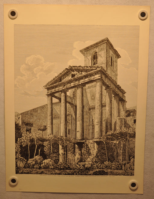 Luigi Rossini "Tempio di Ercole nella città di Corta" Etching Print   - TvMovieCards.com