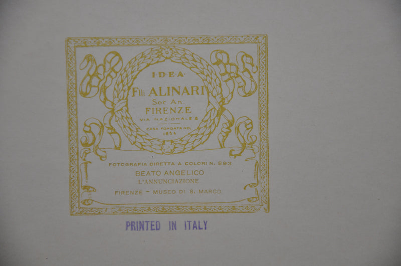 Fratelli Alinari "Beato Angelico L'Annunciazione" Lithograph Art Print   - TvMovieCards.com