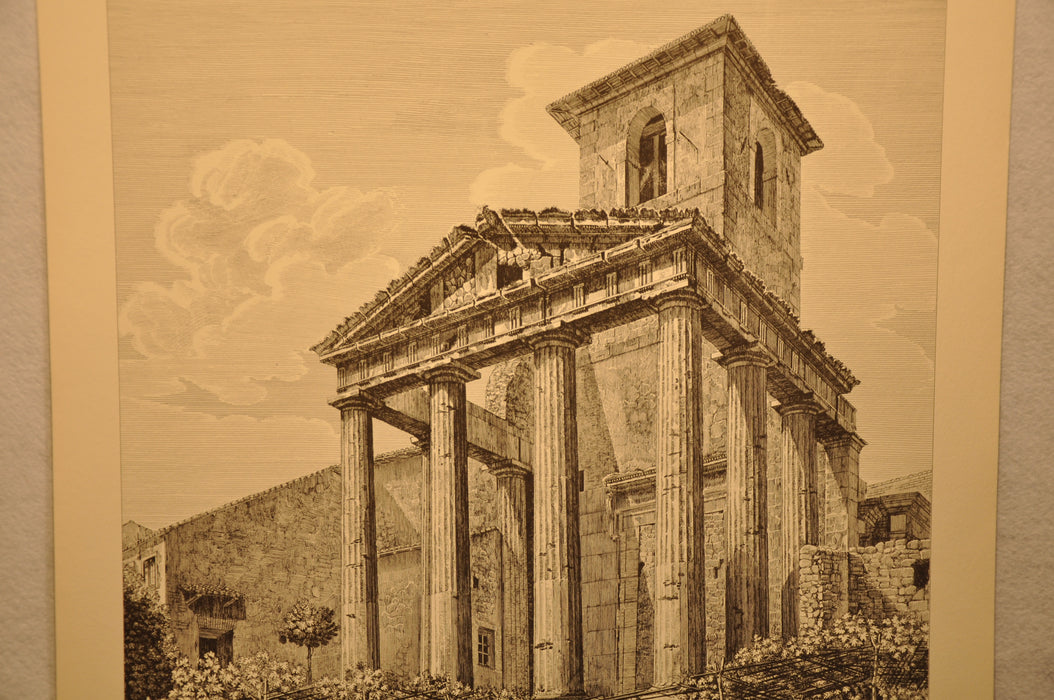Luigi Rossini "Tempio di Ercole nella città di Corta" Etching Print   - TvMovieCards.com