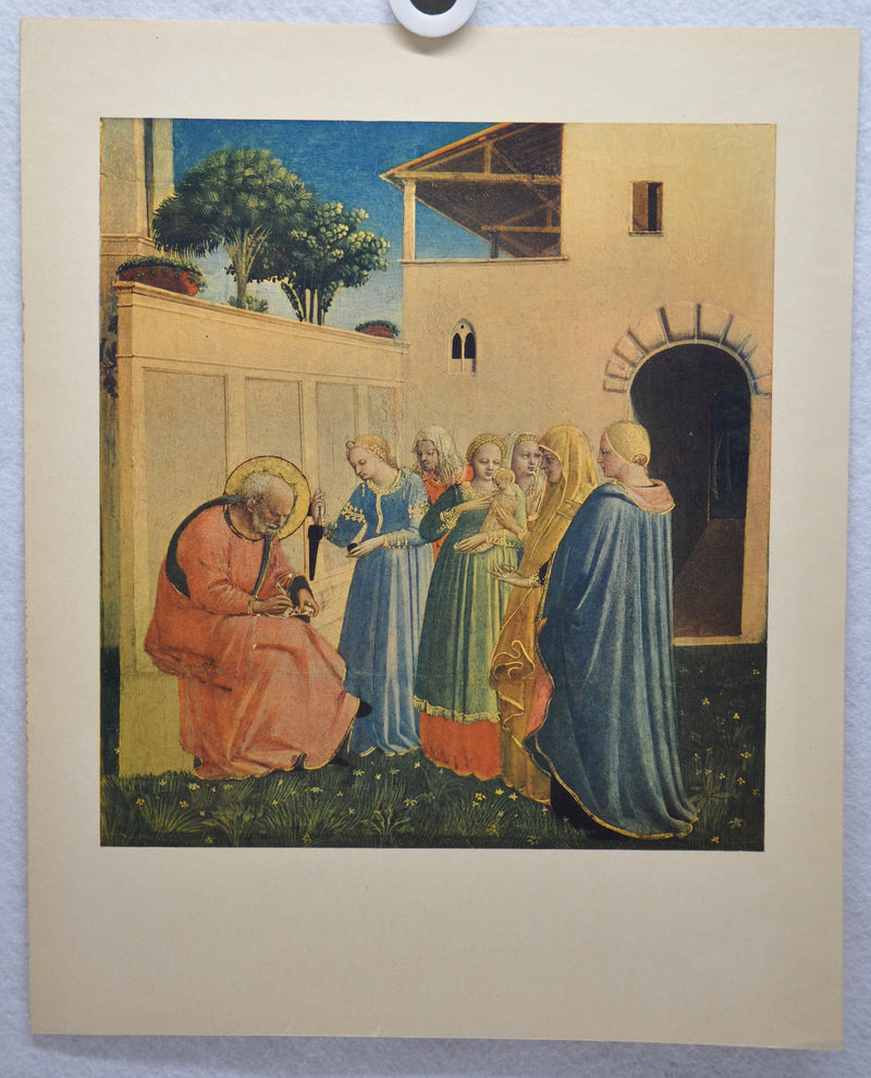 Fratelli Alinari "Beato Angelico Zaccaria serive il nome del neonato" Lithograph   - TvMovieCards.com