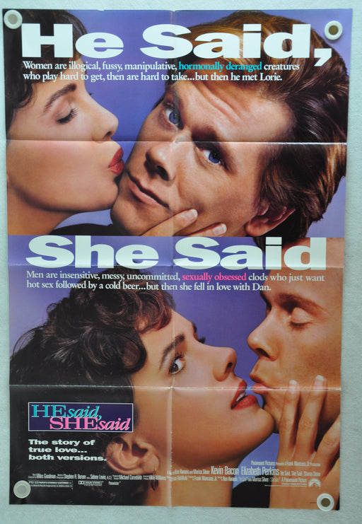 1991 He Said She Said 1SH D/S Movie Poster 27 x 41 Kevin Bacon Elizabeth Perkins   - TvMovieCards.com