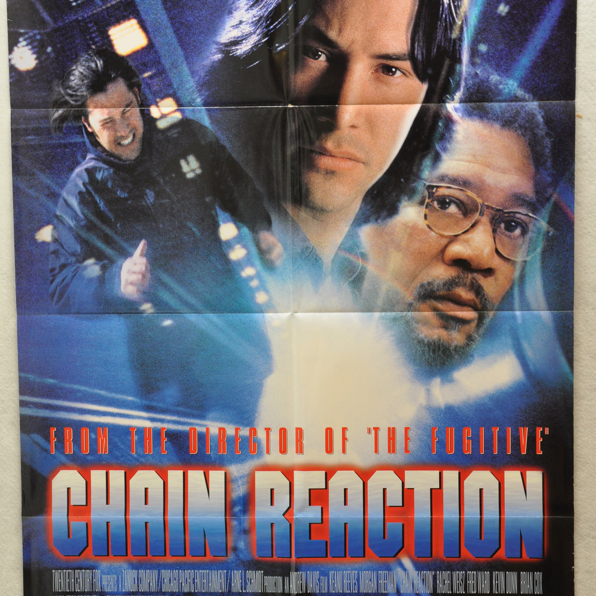 1996 Chain Reaction 1SH D/S Movie Poster 27 x 41 Keanu Reeves Morgan F —