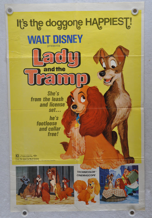 Original 1972 Lady and the Tramp Rerelease Movie Poster 27 x 41 Barbara Luddy   - TvMovieCards.com
