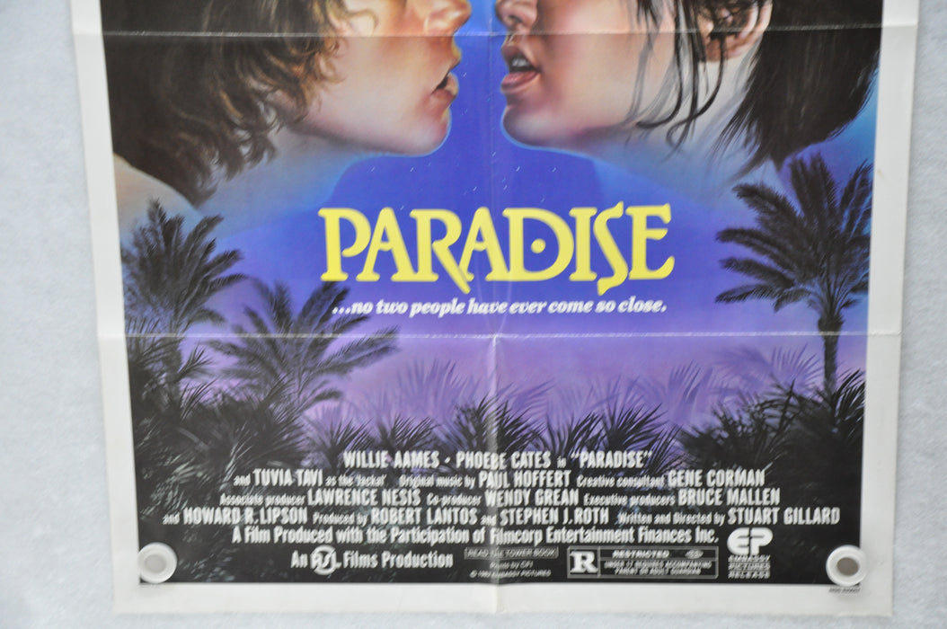 1982 Paradise Original 1SH Movie Poster 27 x 41 Willie Aames Phoebe Cates   - TvMovieCards.com