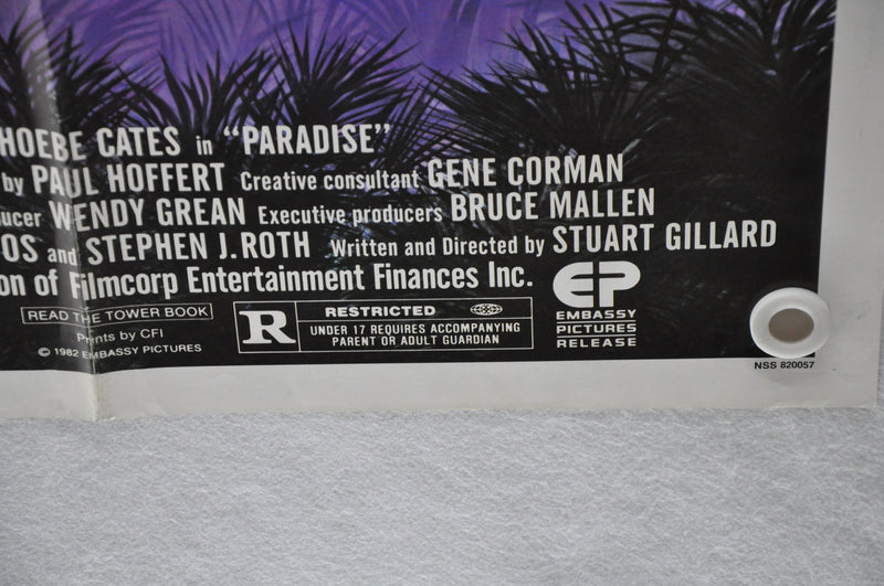 1982 Paradise Original 1SH Movie Poster 27 x 41 Willie Aames Phoebe Cates   - TvMovieCards.com