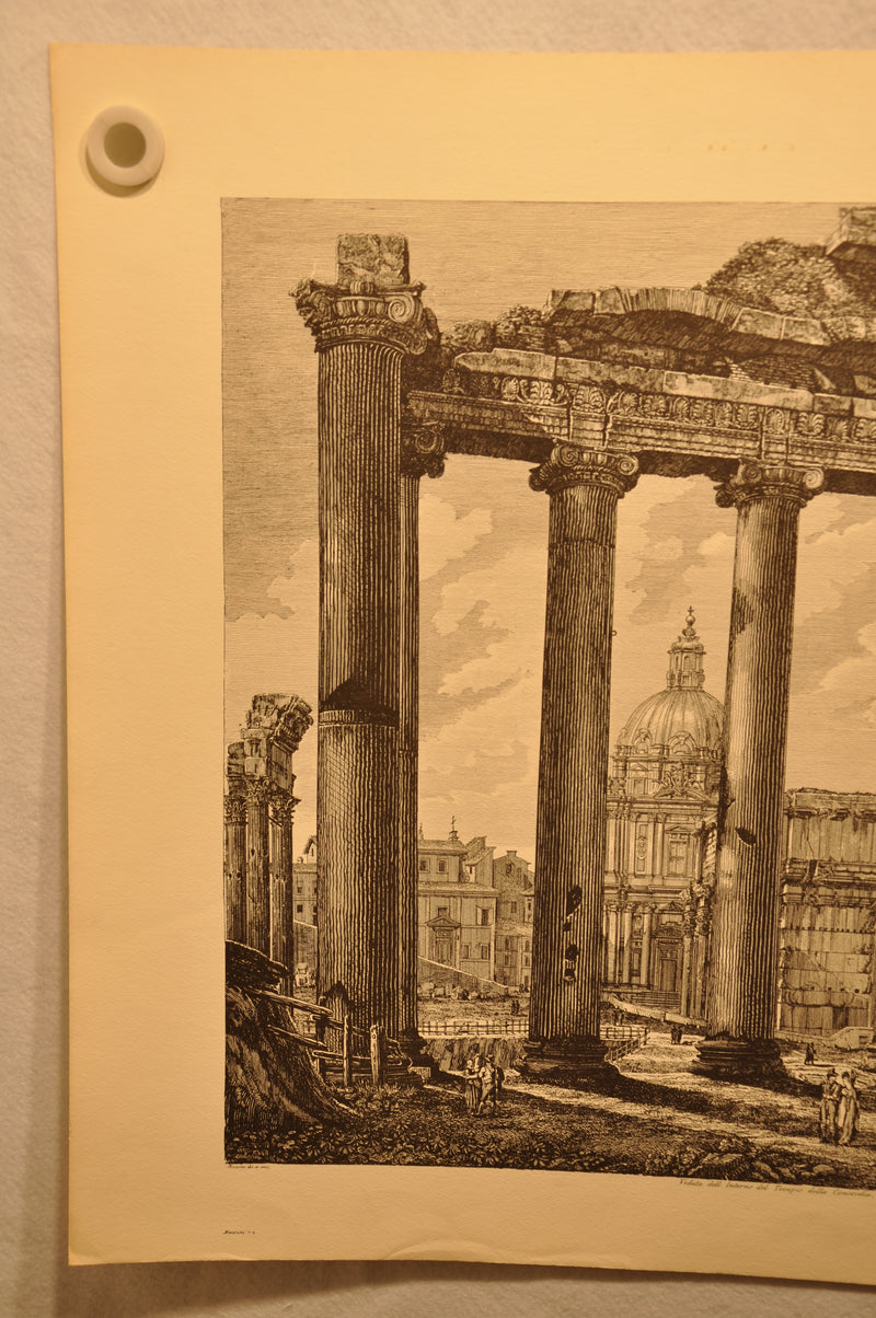 Luigi Rossini "Veduta dell' Interno del Tempio della Concordia" Etching Print   - TvMovieCards.com