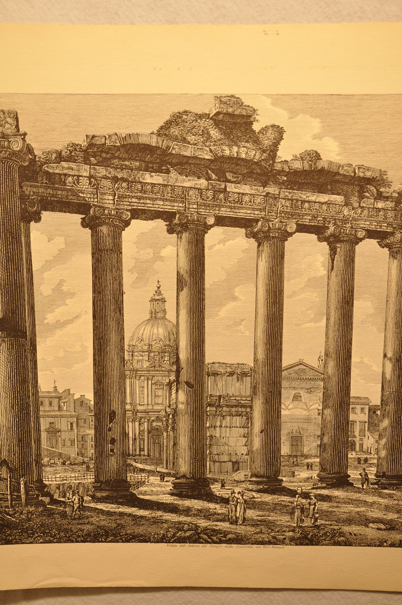 Luigi Rossini "Veduta dell' Interno del Tempio della Concordia" Etching Print   - TvMovieCards.com