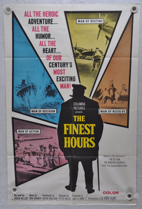 Original 1964 The Finest Hours Movie Poster 27x41 Winston Churchill George Baker   - TvMovieCards.com