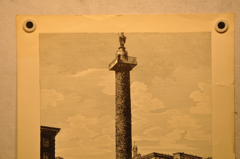 Luigi Rossini "Veduta della Colonna Antonina o sia Piazza Colonna" Etching Print   - TvMovieCards.com