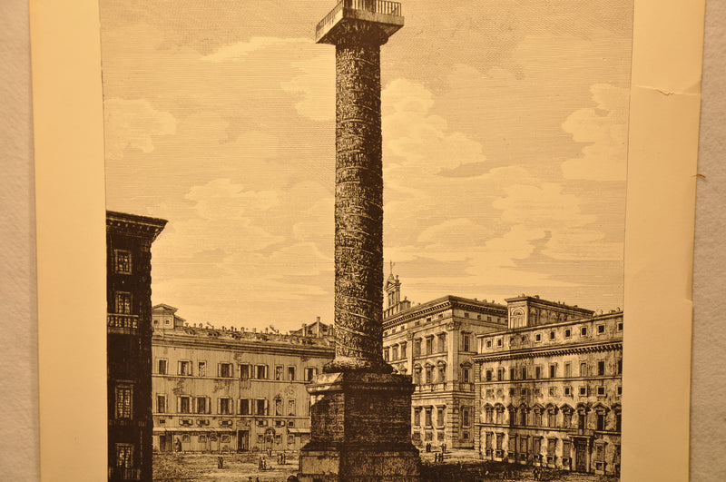 Luigi Rossini "Veduta della Colonna Antonina o sia Piazza Colonna" Etching Print   - TvMovieCards.com