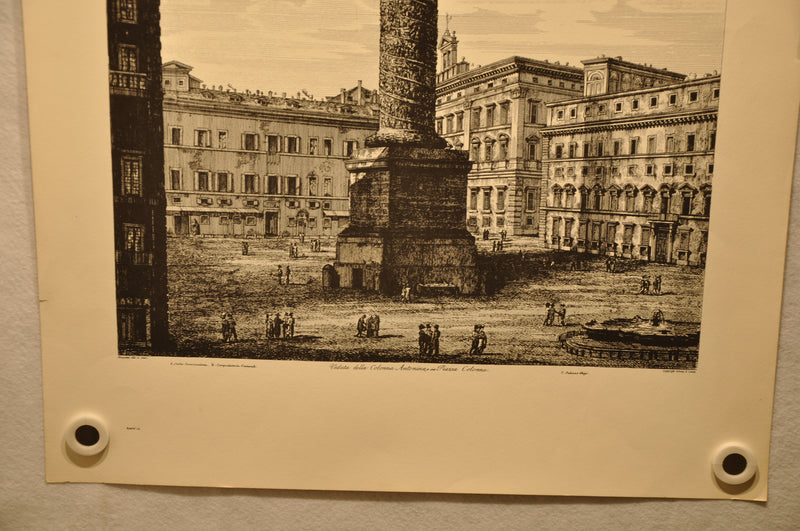 Luigi Rossini "Veduta della Colonna Antonina o sia Piazza Colonna" Etching Print   - TvMovieCards.com