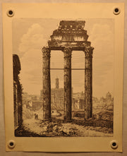 Luigi Rossini "Avanzi del Tempio di Giove Statore nel Foro Romano" Etching Print   - TvMovieCards.com